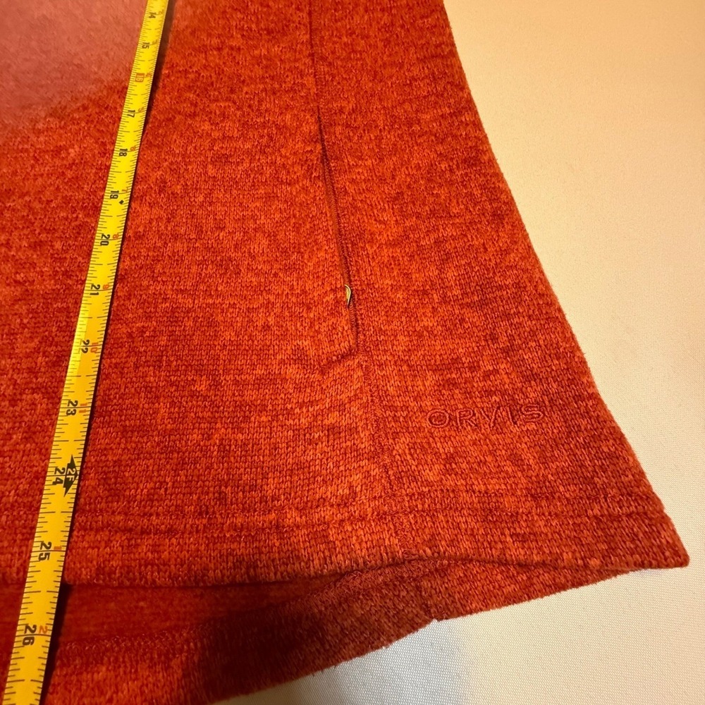Orvis Fleece Vest Orange Zip Down Pockets Outdoor Hiking Travel Unisex XL - Picture 12 of 13